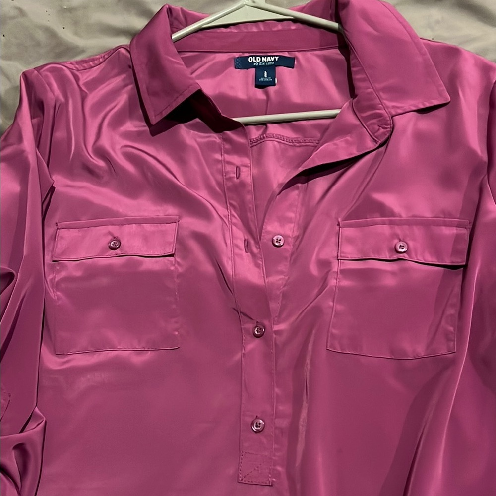 Old Navy Women's Button Down Shirt in Vibrant Purple